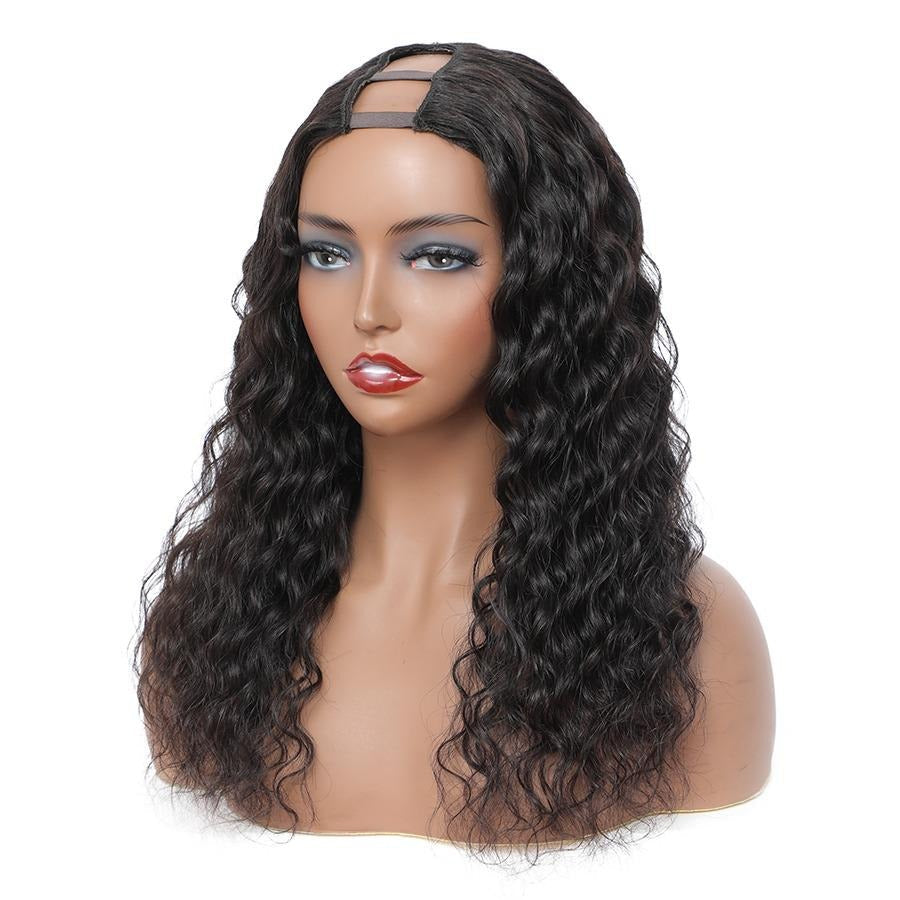 U Part Wig Water Wave Human Hair Wig