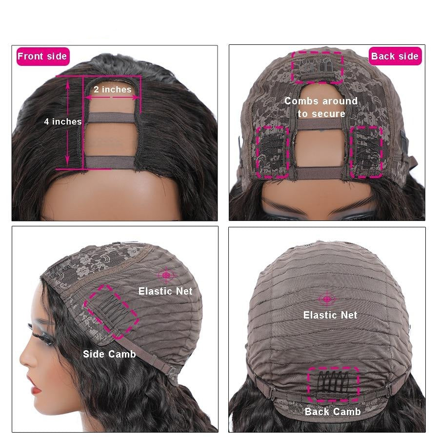 U Part Wig Water Wave Human Hair Wig