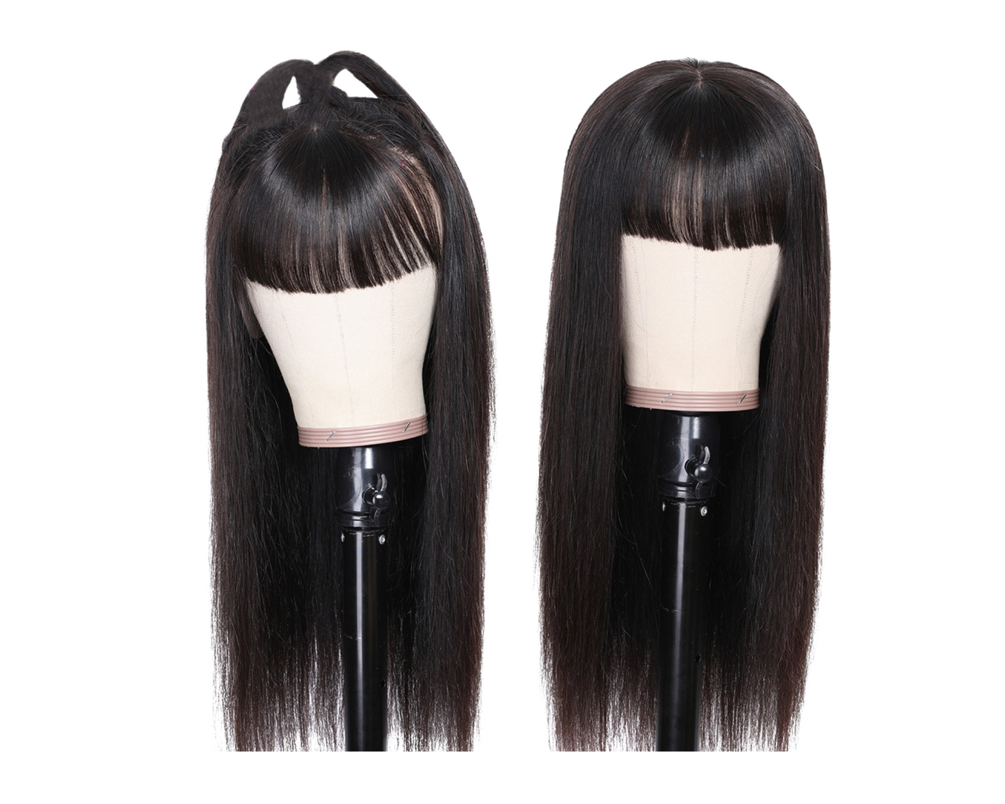 Straight Human Hair Wigs With Bangs
