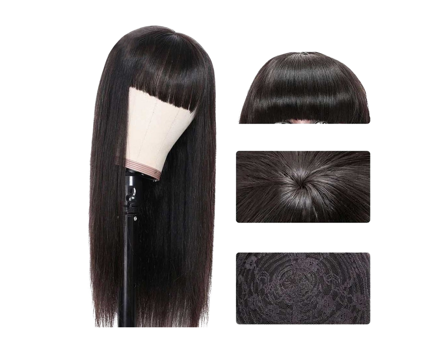 Straight Human Hair Wigs With Bangs