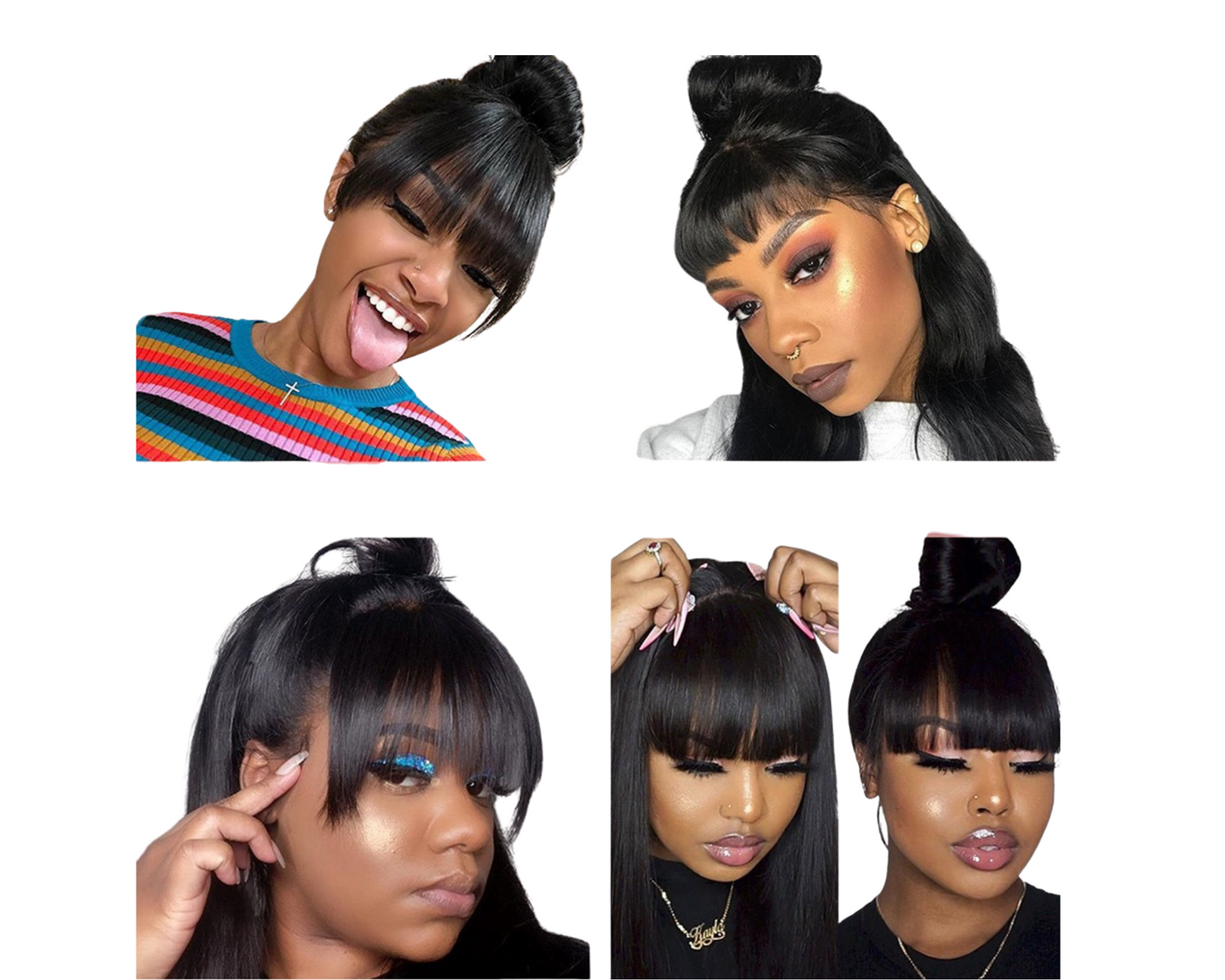 Straight Human Hair Wigs With Bangs