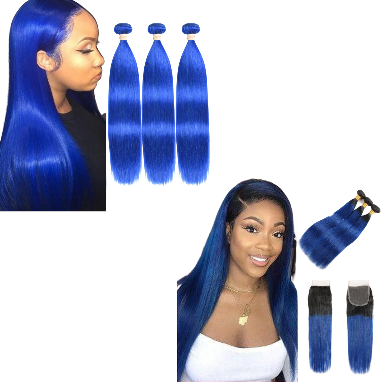 Brazilian Blue Straight Bundles