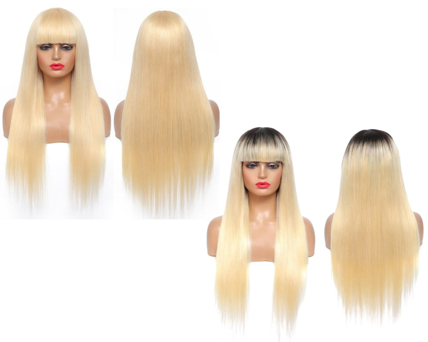 Human Hair Wig with Bangs
