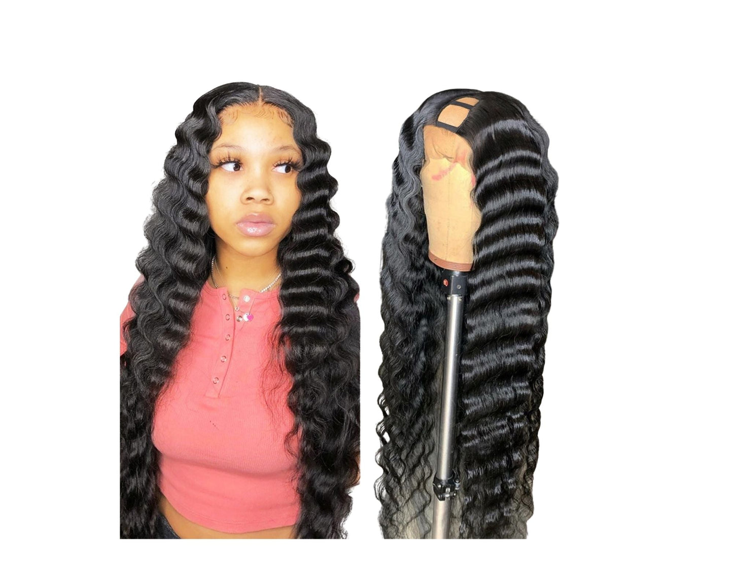 U Part Wig Loose Deep Human Hair Wig