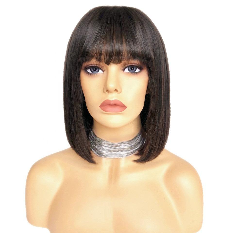 Straight Bob Human Hair Wig with Bangs