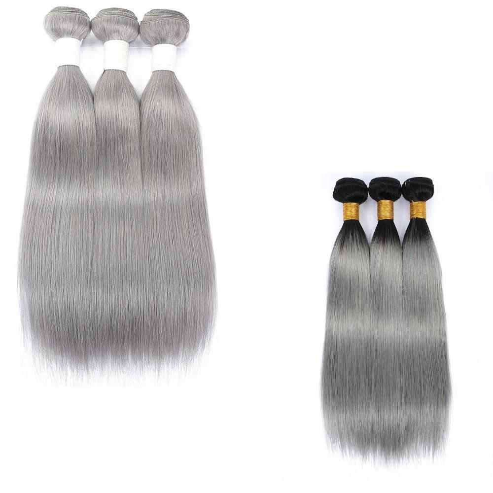 Gray Silver Straight Bundles