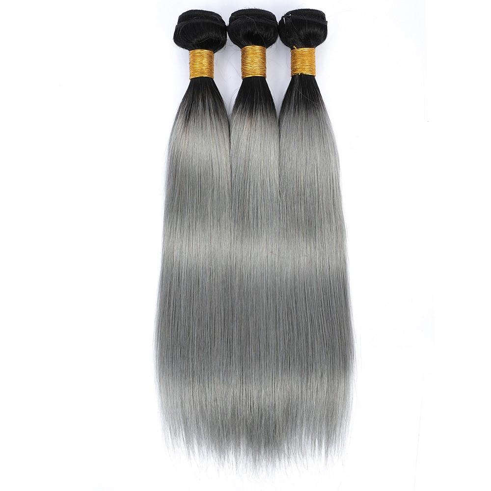 Gray Silver Straight Bundles