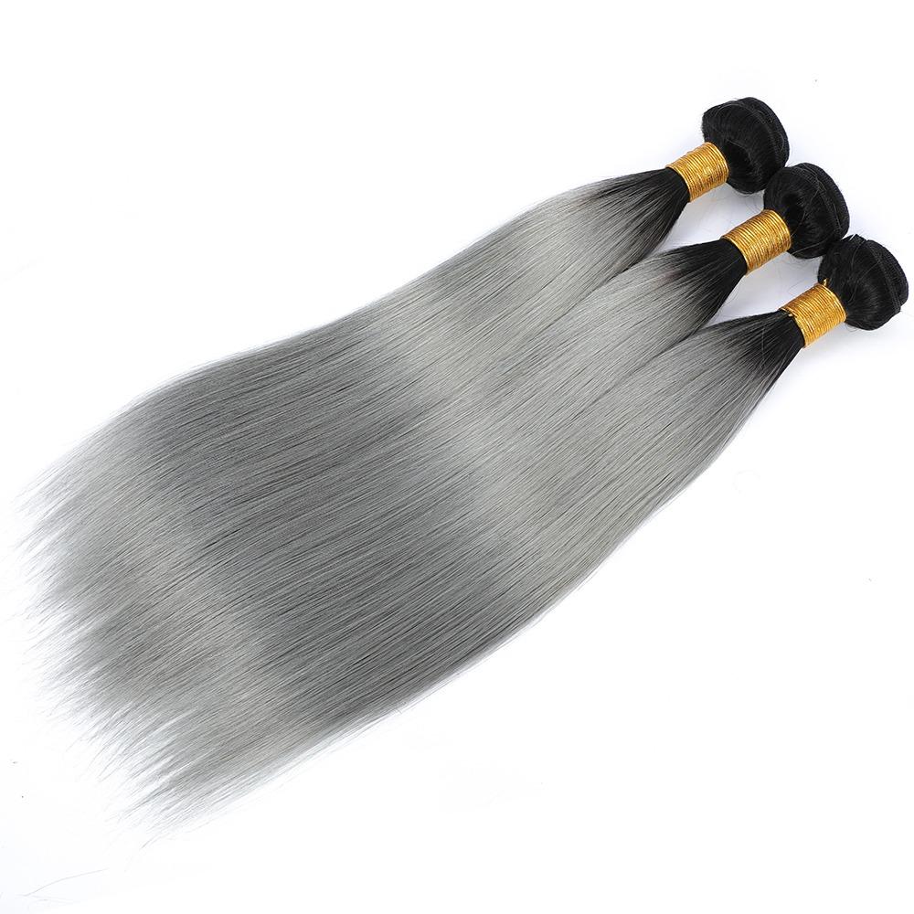 Gray Silver Straight Bundles